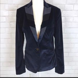Dolce & Gabbana Navy Blue Velvet Blazer